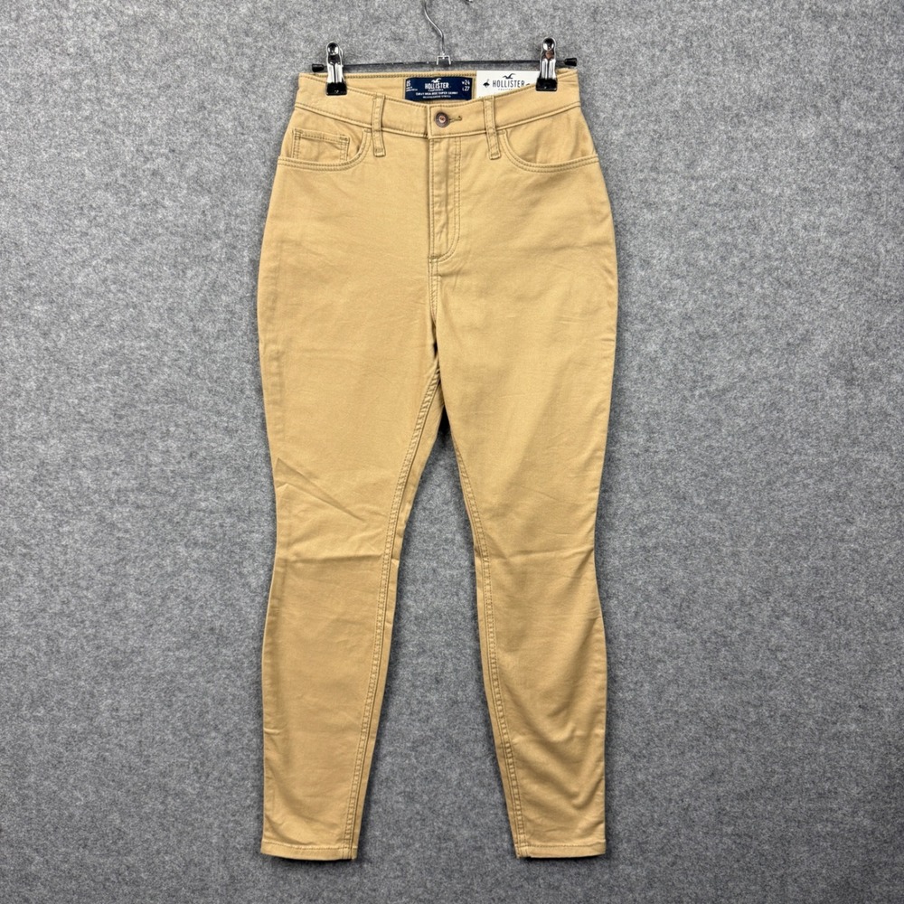 Hollister Curvy High-Rise Super Skinny Pants‎ Khaki Tan W24 L27 Classic Stretch